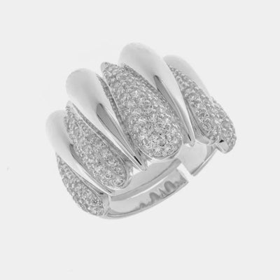 Anello in Argento 925 a forma di gocce con zirconi bianchi Collezione Amsterdam - BYSIMON gioielli