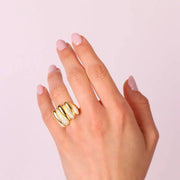 Anello in Argento 925  a forma di gocce con zirconi bianchi