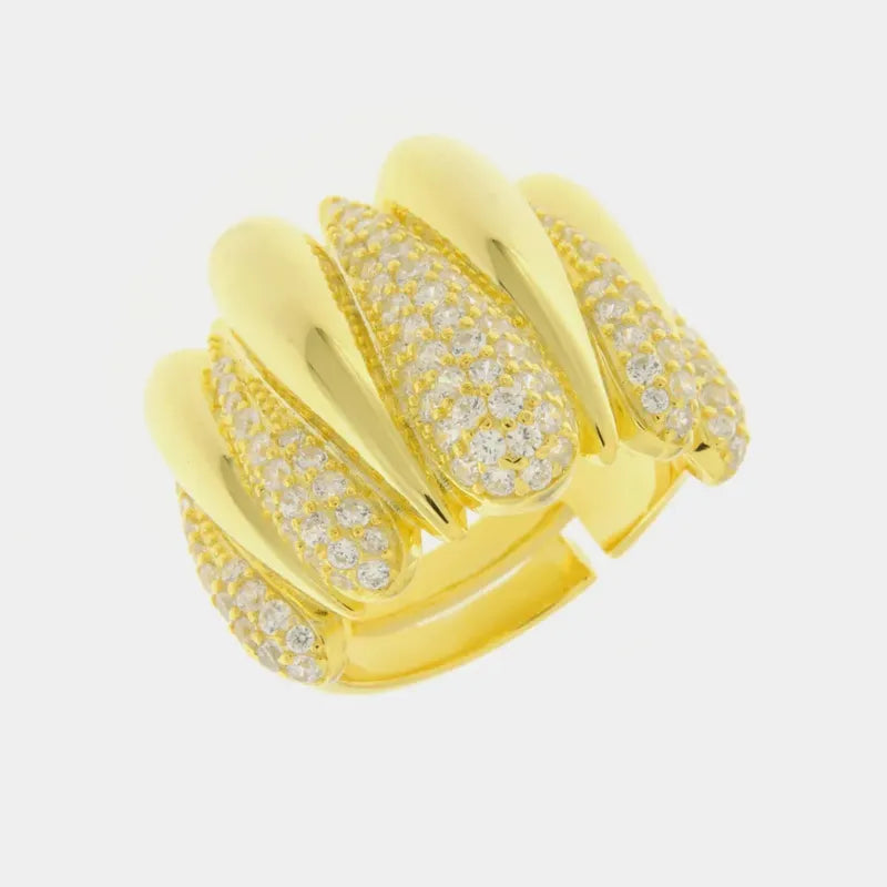Anello in Argento 925  a forma di gocce con zirconi bianchi