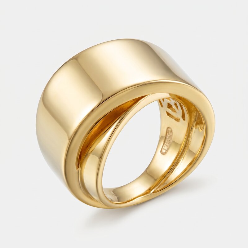 Anello in Argento 925 bombato placcato oro giallo Collezione Amsterdam - BYSIMON gioielli