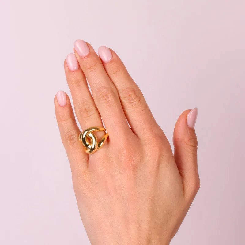 Anello in Argento 925 intrecciato oro giallo Collezione Amsterdam - BYSIMON gioielli