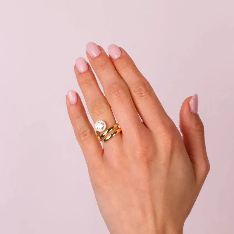 Anello in Argento 925 a spirale con zirconi bianco centrale