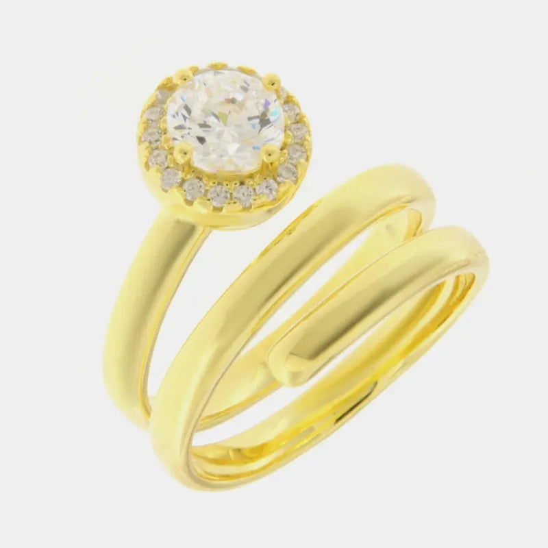 Anello in Argento 925 a spirale con zirconi bianco centrale