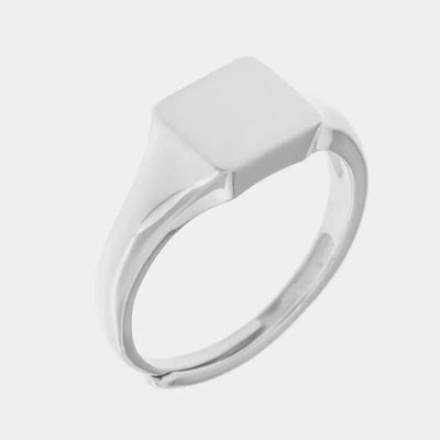 Anello in Argento 925 quadrata rodiato