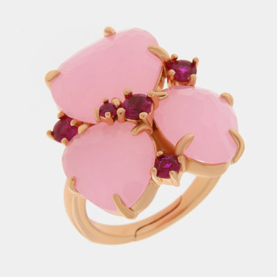 Anello in Argento 925 con cristalli rosa - BYSIMON gioielli