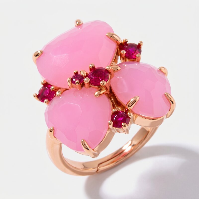 Anello in Argento 925 con cristalli rosa - BYSIMON gioielli