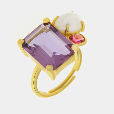 Anello in Argento 925 con cristall viola SIMEONE - gioiello BySimon