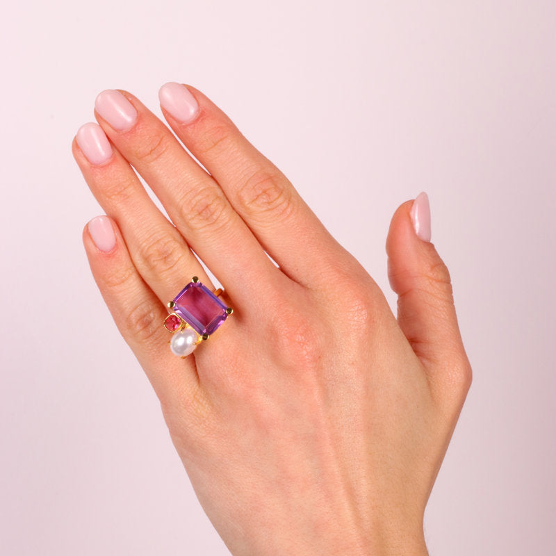 Anello in Argento 925 con cristall viola SIMEONE - gioiello BySimon