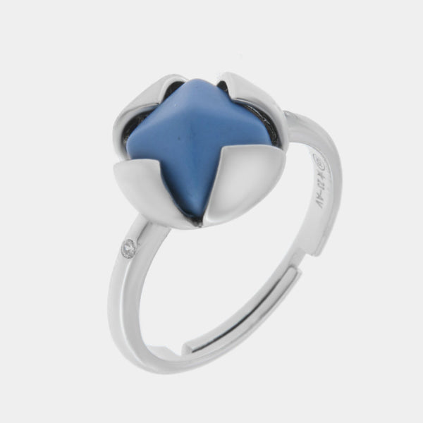 Anello in Argento 925 con fiore blu - BYSIMON gioielli