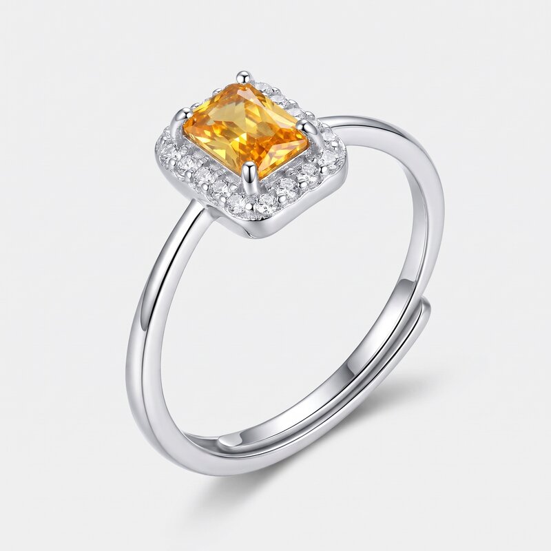 Anello in Argento 925 con pietra centrale champagne BYSIMON - gioiello BySimon