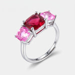 Anello in Argento 925 con zirconi rosa e rosso - BYSIMON gioielli