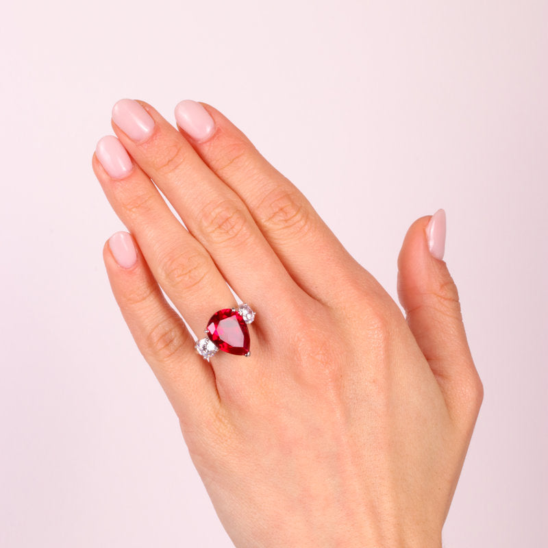 Anello in Argento 925 con zirconi rossi SIMEONE - gioiello BySimon