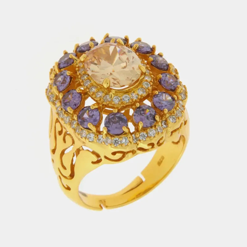 Anello in Argento 925 con zirconi viola
