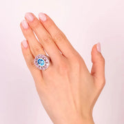 Anello in Argento 925 con zirconi rosa e azzurri