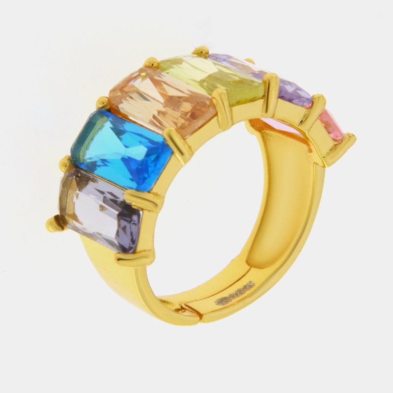 Anello in Argento 925 con zirconi colorati SIMEONE - gioiello BySimon