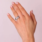 Anello in Argento 925 intrecciato e zirconi bianchi