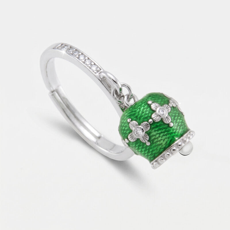 Anello in Argento 925 con campanella verde