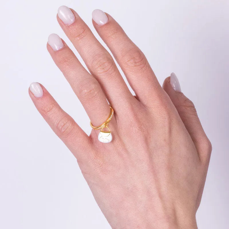 Anello in Argento 925 con borsetta bianca - BYSIMON gioielli