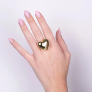 Anello in Argento 925 cuore bombato liscio gold