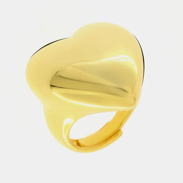 Anello in Argento 925 cuore bombato liscio gold