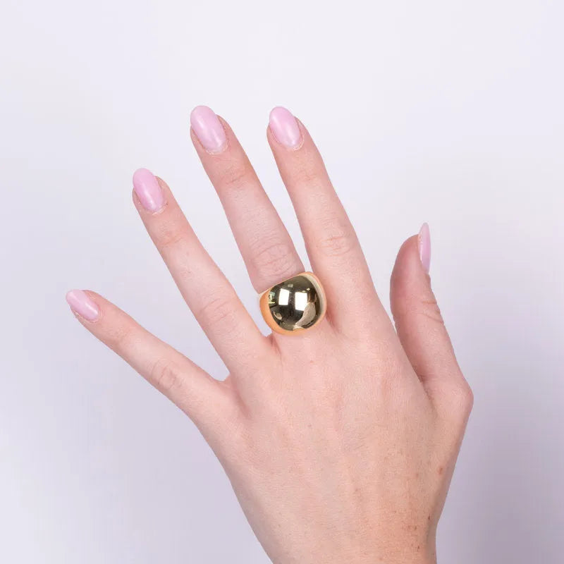 Anello in Argento 925 bombato liscio gold Collezione Amsterdam - BYSIMON gioielli