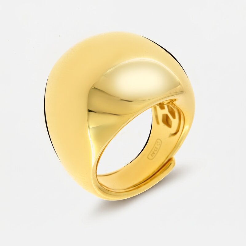 Anello in Argento 925 bombato liscio gold Collezione Amsterdam - BYSIMON gioielli
