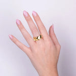 Anello in Argento 925 con foglie lisce gold Collezione Amsterdam - BYSIMON gioielli