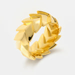 Anello in Argento 925 con foglie lisce gold Collezione Amsterdam - BYSIMON gioielli
