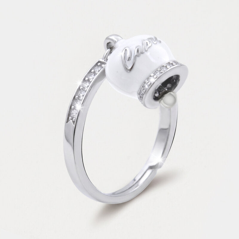 Anello in Argento 925 con campanella bianca Capri e zirconi - BYSIMON gioielli
