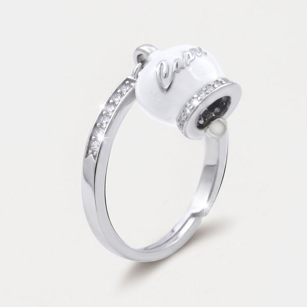 Anello in Argento 925 con campanella bianca Capri e zirconi - BYSIMON gioielli