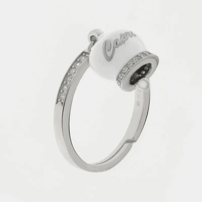 Anello in Argento 925 con campanella bianca Capri e zirconi - BYSIMON gioielli