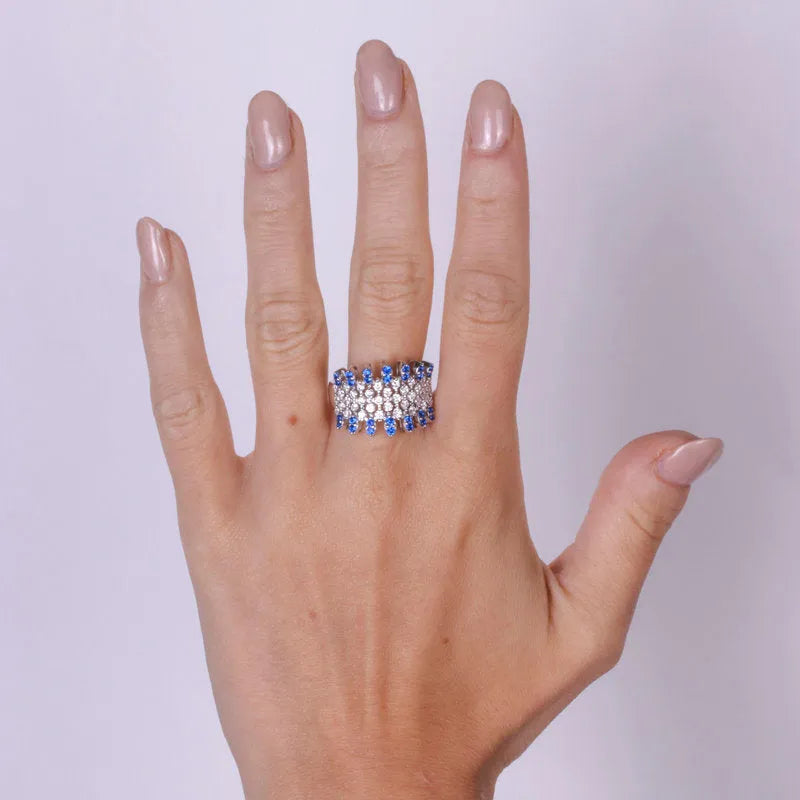 Anello in Argento 925 con cristalli blu