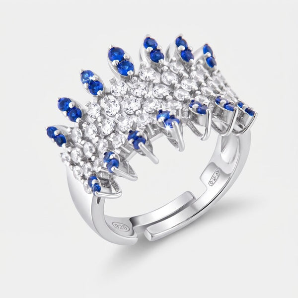 Anello in Argento 925 con cristalli blu - BYSIMON gioielli