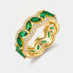 Anello in Argento 925 con cristalli verdi e zirconi - BYSIMON gioielli