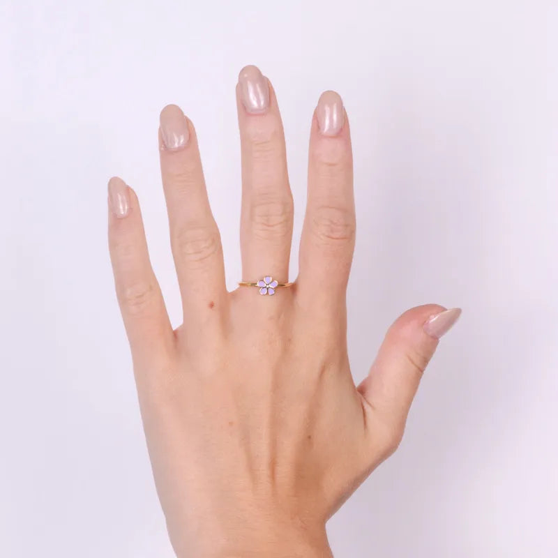 Anello in Argento 925 con fiore lilla - BYSIMON gioielli