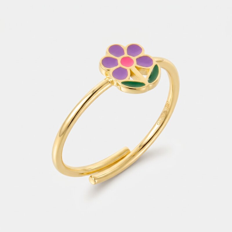 Anello in Argento 925 con fiore viola - BYSIMON gioielli