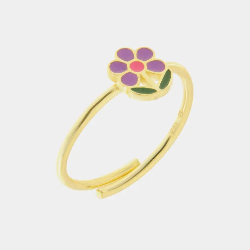 Anello in Argento 925 con fiore viola