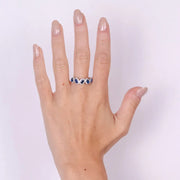 Anello in Argento 925 con cristalli ovali blu e zirconi