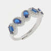 Anello in Argento 925 con cristalli ovali blu e zirconi