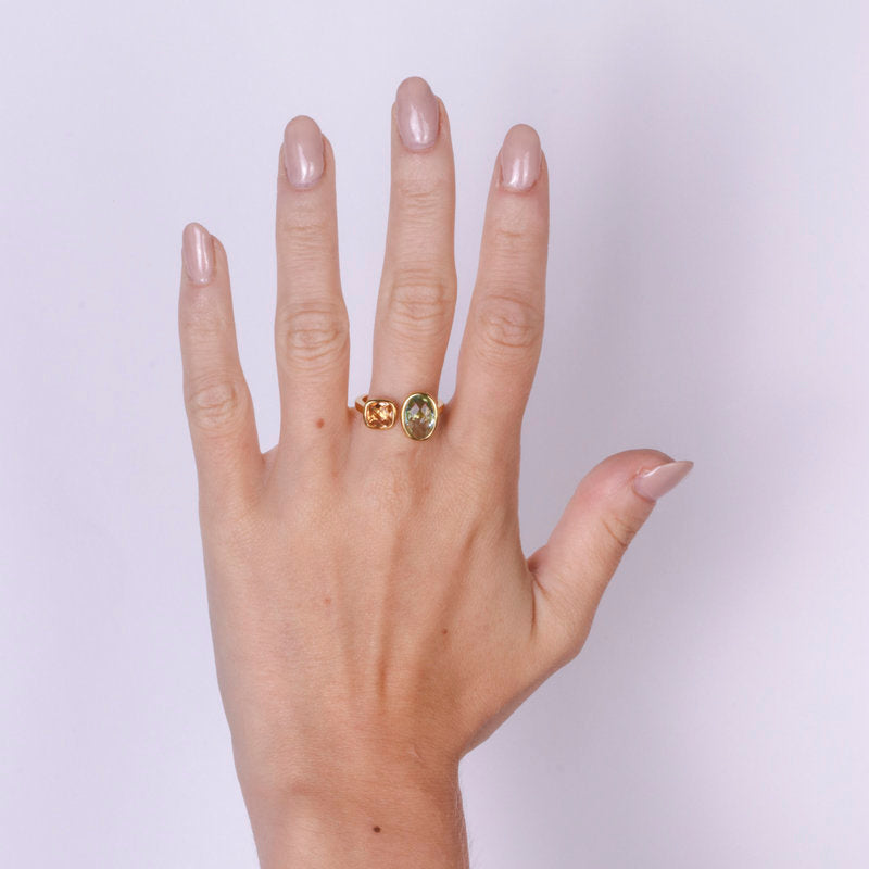 Anello in Argento 925 con zirconi verde rosa SIMEONE - gioiello BySimon