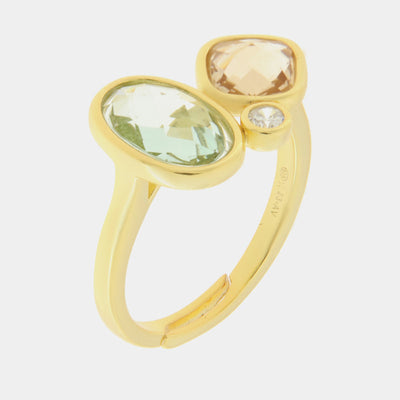 Anello in Argento 925 con zircone verde e rosa e puntoluce SIMEONE - gioiello BySimon