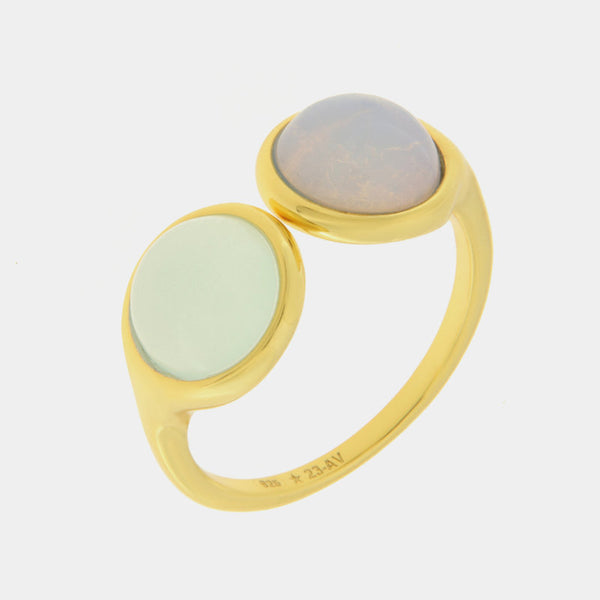 Anello in Argento 925 con pietre viola e verde - BYSIMON gioielli