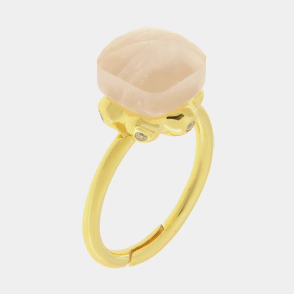 Anello in Argento 925 con pietra rosa - BYSIMON gioielli