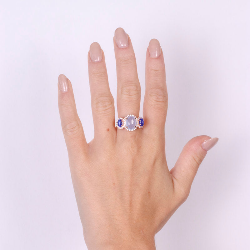 Anello in Argento 925 con zircone centrale azzurro SIMEONE - gioiello BySimon