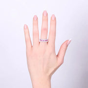 Anello in Argento 925 fascia con zirconi rosa