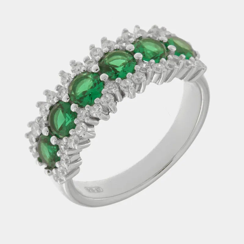 Anello in Argento 925 con zirconi verdi