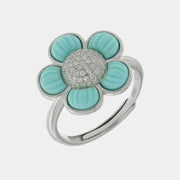 Anello in Argento 925 fiore turchese e zirconi