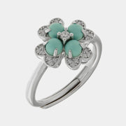 Anello in Argento 925 fiore turchese e zirconi