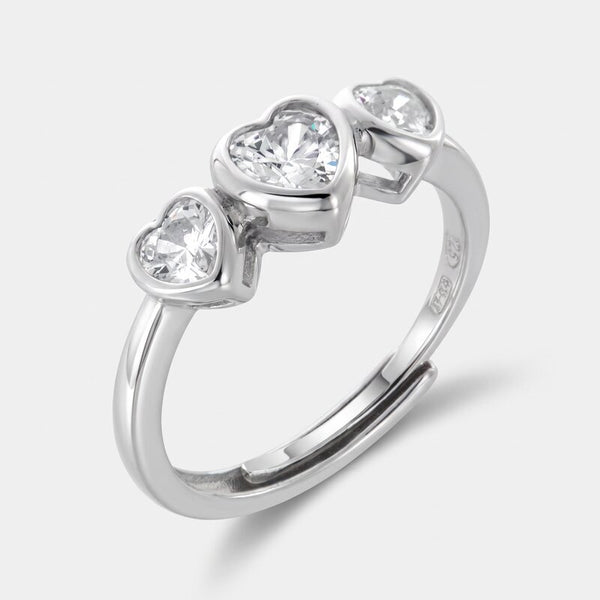 Anello in Argento 925 tris di cuori