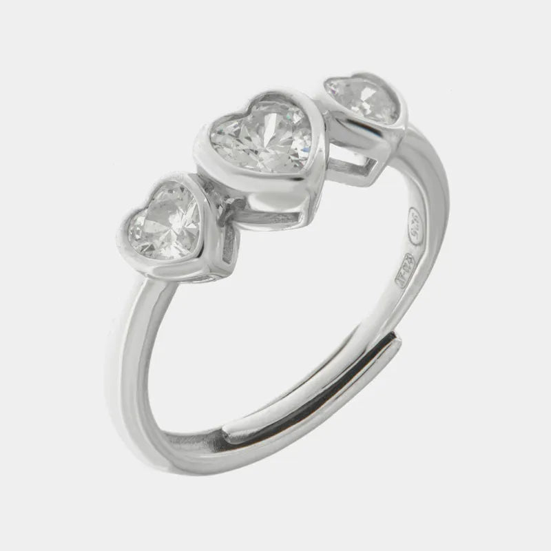 Anello in Argento 925 tris di cuori